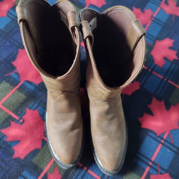 Justin Boots JB1100 Men's Brown Leather Cowboy Boots - Picture 4 of 7